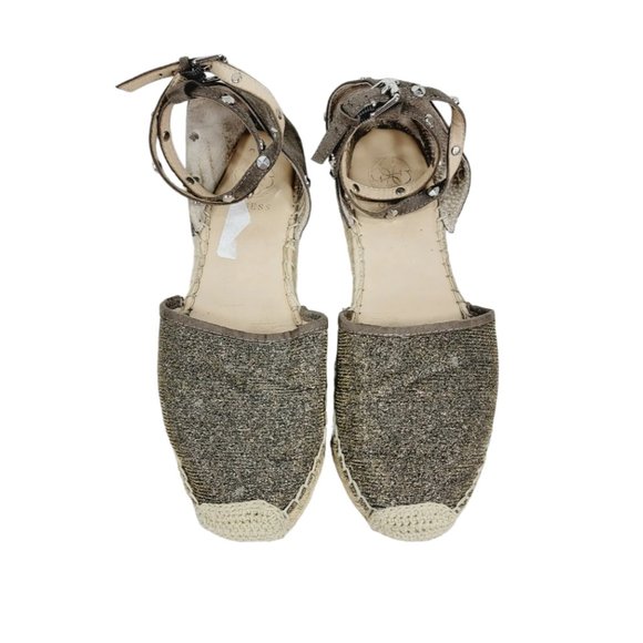 CLEARANCE!   Guess Caitie Ankle Strap Sandals Size 7.5 GWCILDIN Metallic Shoes - Picture 9 of 10